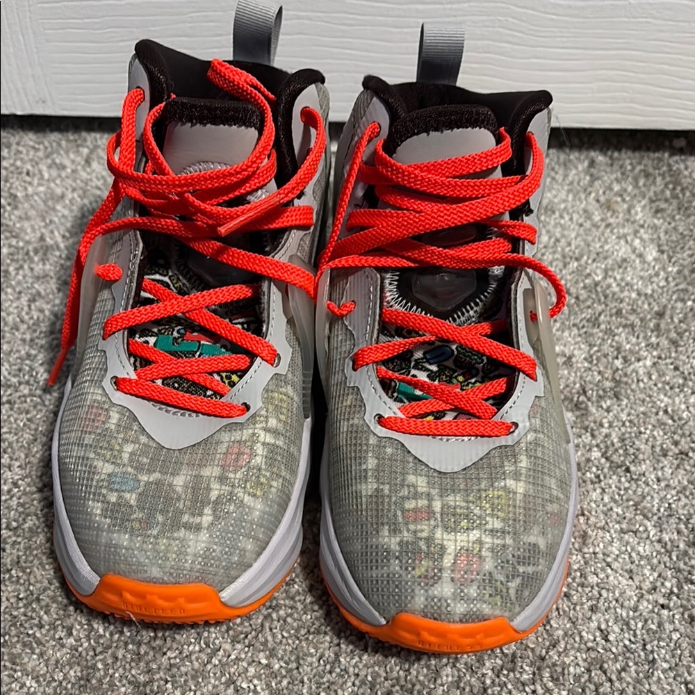 Kids Athletic Shoes with Orange Accents